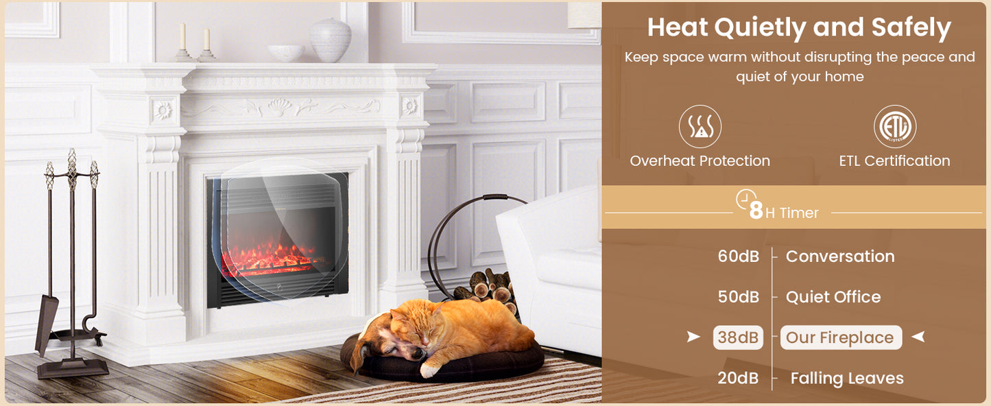 28.5 Inch Electric Fireplace Recessed with 3 Flame Colors & Adjustable Heat