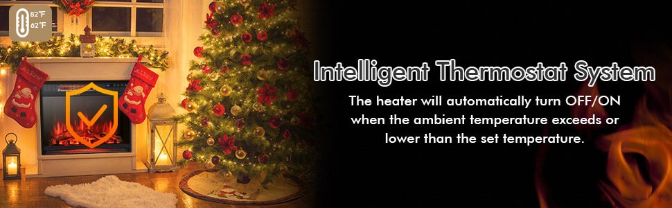 28 Inch Electric Fireplace Freestanding and Recessed with Remote Control