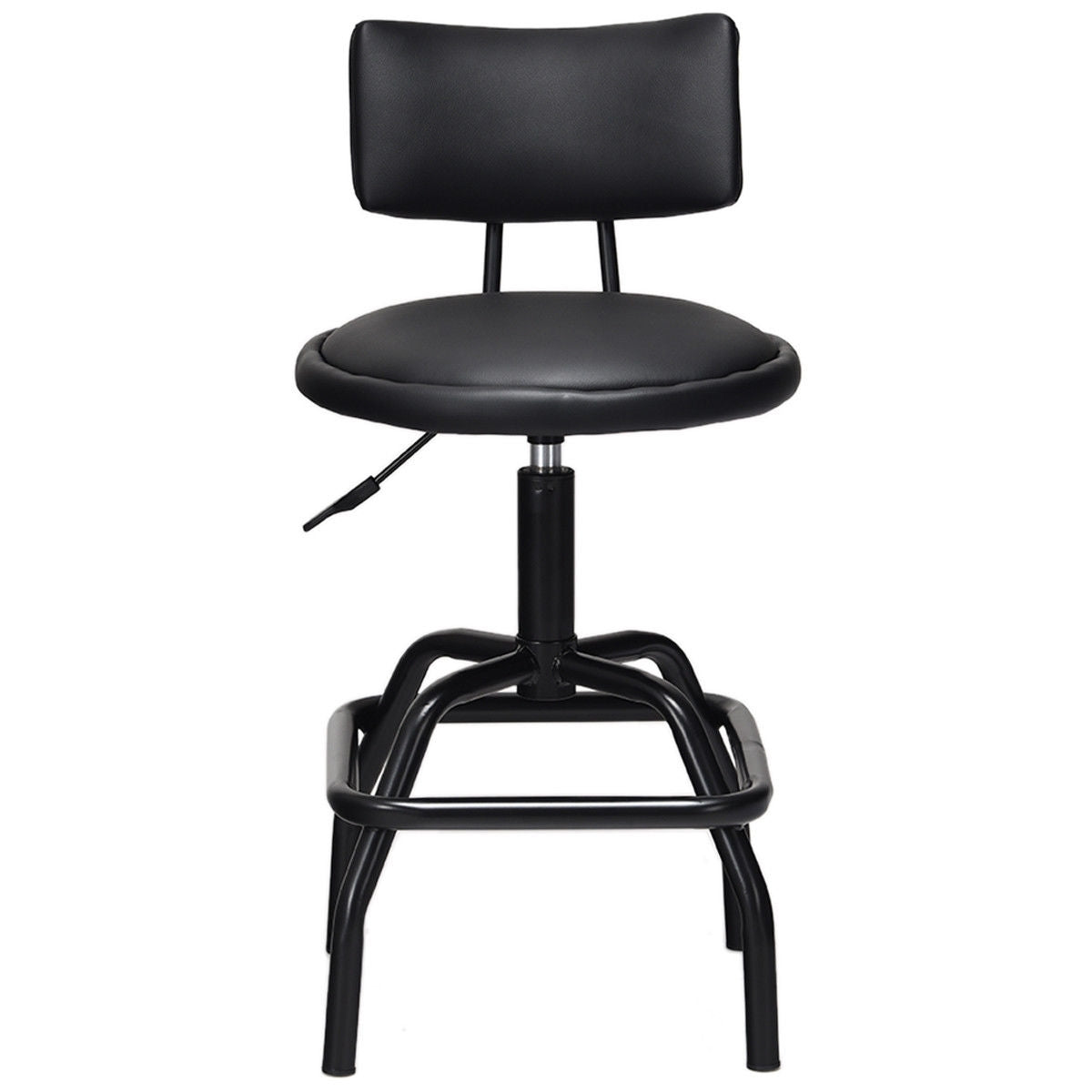 Adjustable Height Swivel Bar Stool with Vintage Style PU Leather Upholstery