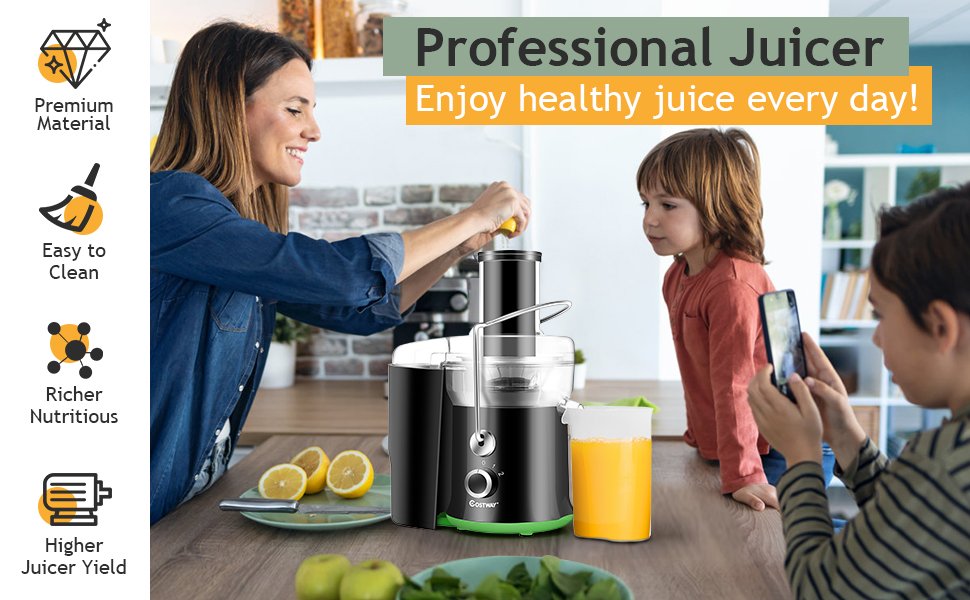 400W Stainless Steel Juice Extractor with 2-Speed Modes for Fruits & Vegetables
