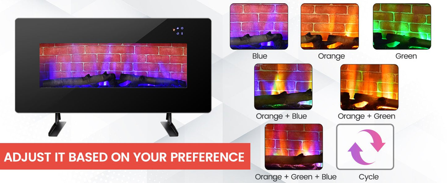 Wall Mounted & Freestanding Electric Fireplace with Remote Control