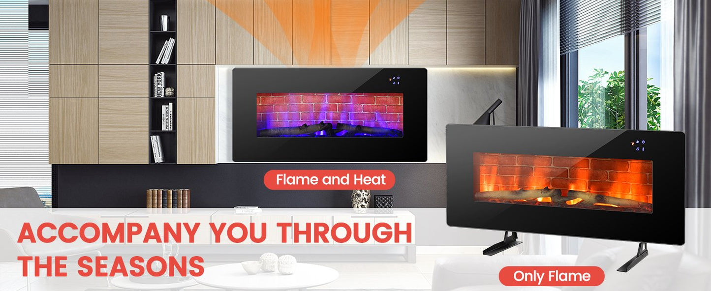 Wall Mounted & Freestanding Electric Fireplace with Remote Control