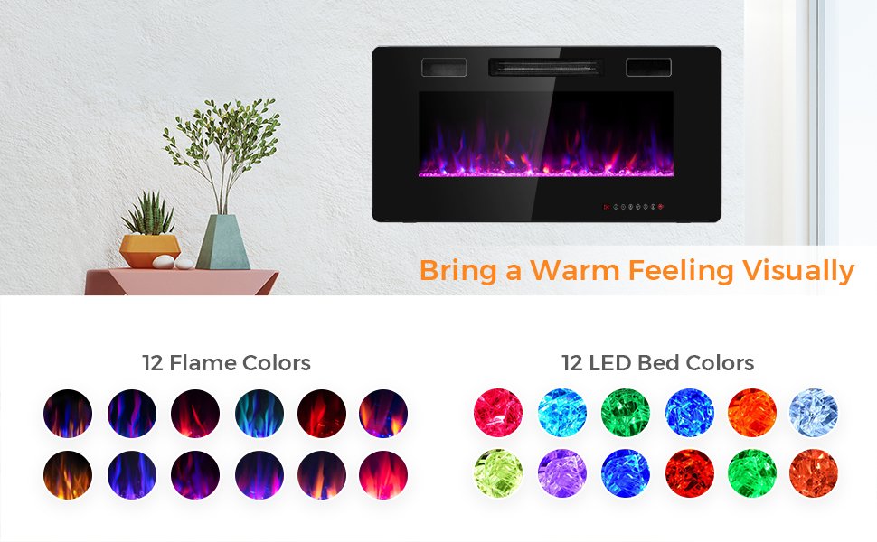 36 Inch Ultra Thin Wall Mounted Electric Fireplace