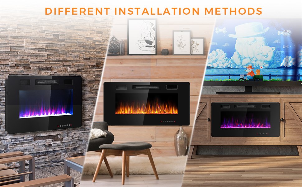 36 Inch Ultra Thin Wall Mounted Electric Fireplace