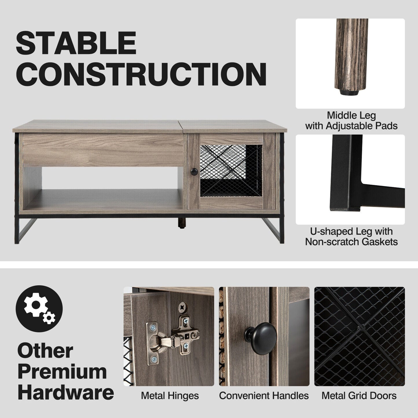 Multi Functional Lift Top Coffee Table with Enclosed and Open Storage