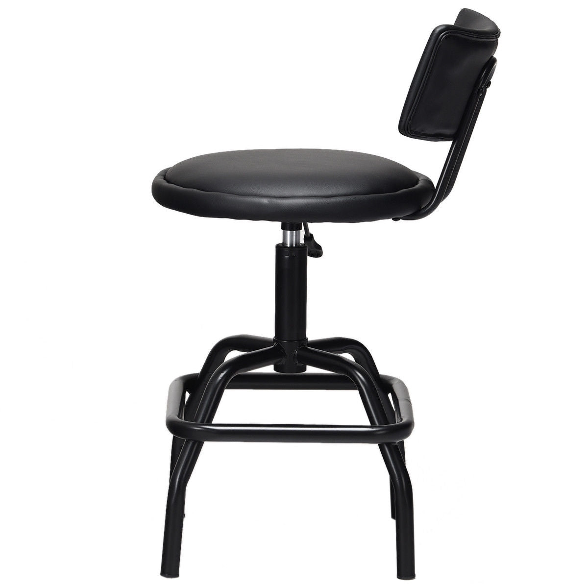 Adjustable Height Swivel Bar Stool with Vintage Style PU Leather Upholstery