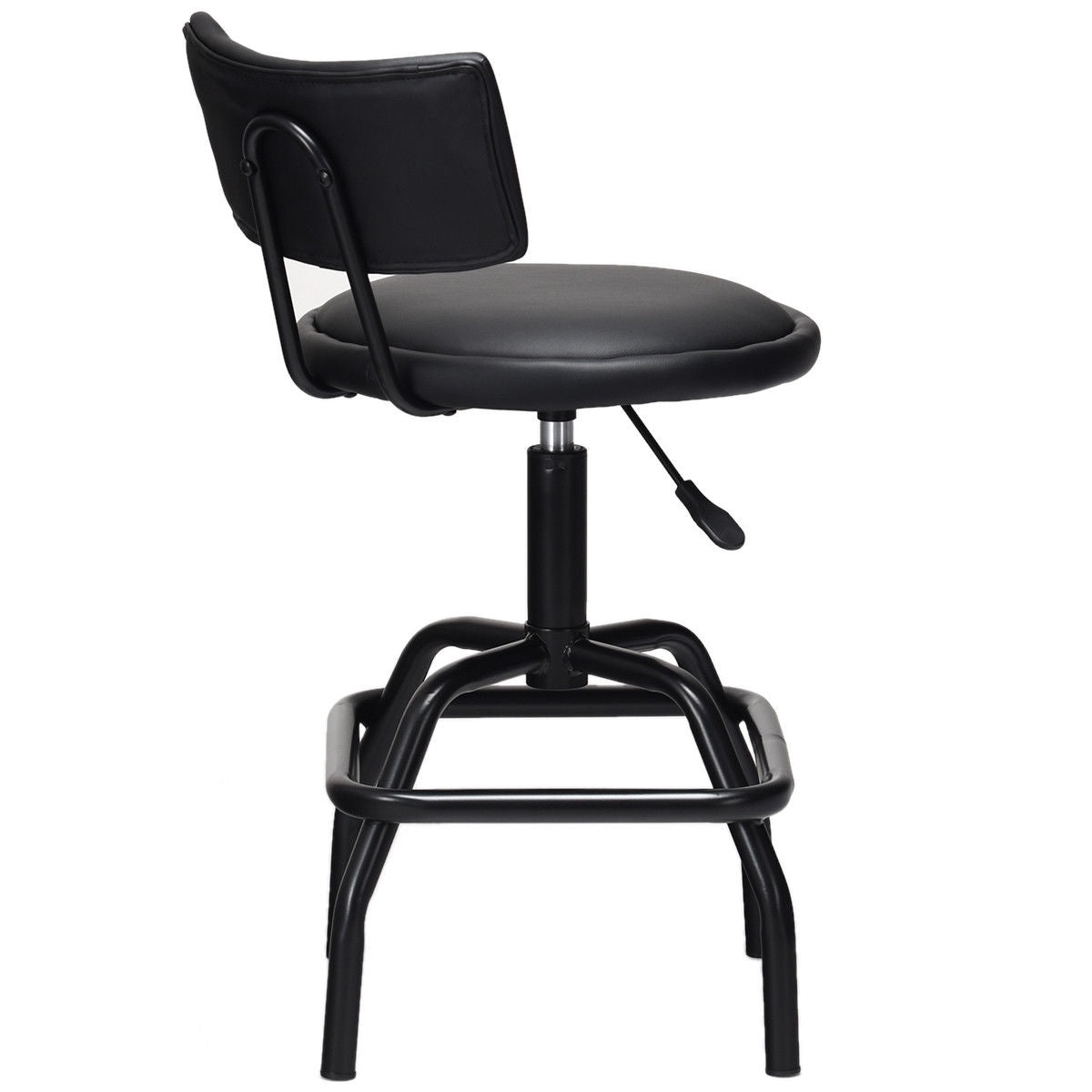 Adjustable Height Swivel Bar Stool with Vintage Style PU Leather Upholstery