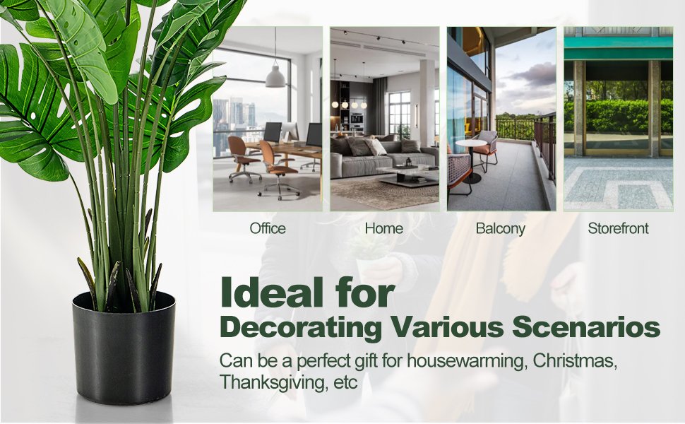 5 Foot Artificial Monstera Deliciosa Tree – Lifelike Faux Plant for Indoor & Outdoor Décor