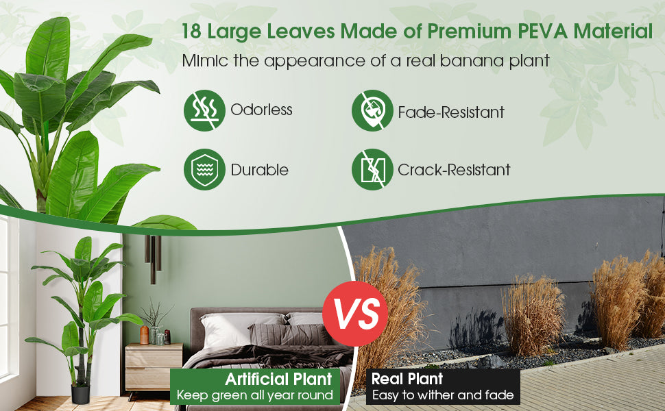 5ft Artificial Banana Tree – Lifelike Faux Tropical Plant with 18 Leaves for Indoor & Outdoor Décor