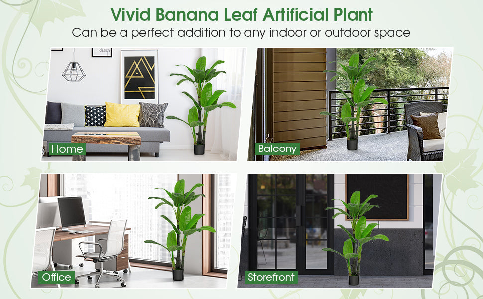 5ft Artificial Banana Tree – Lifelike Faux Tropical Plant with 18 Leaves for Indoor & Outdoor Décor