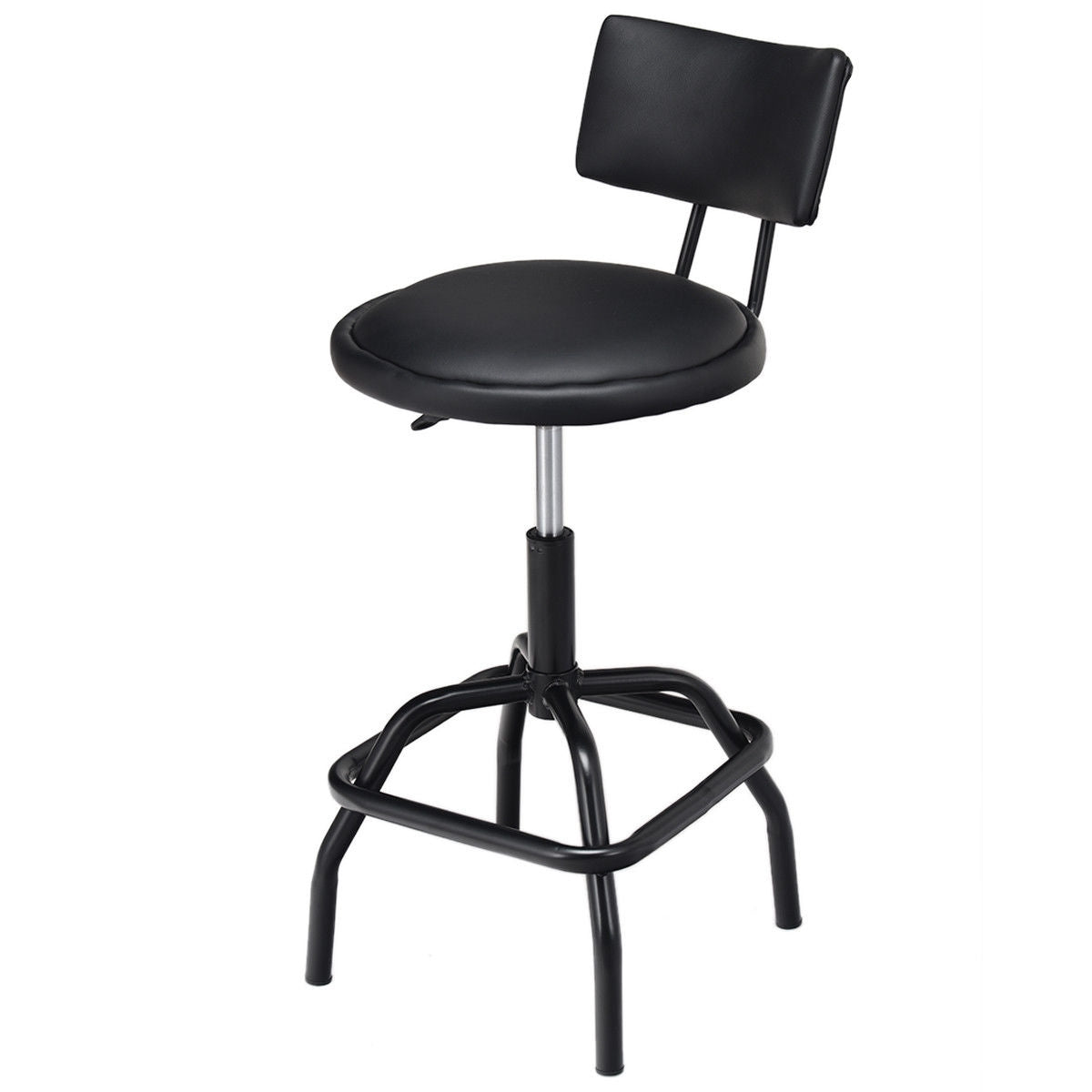 Adjustable Height Swivel Bar Stool with Vintage Style PU Leather Upholstery