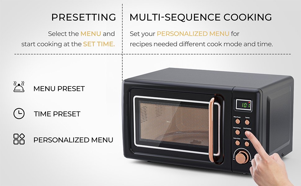 700W Retro 0.7 Cu. Ft Microwave with 5 Power Levels & Child Lock