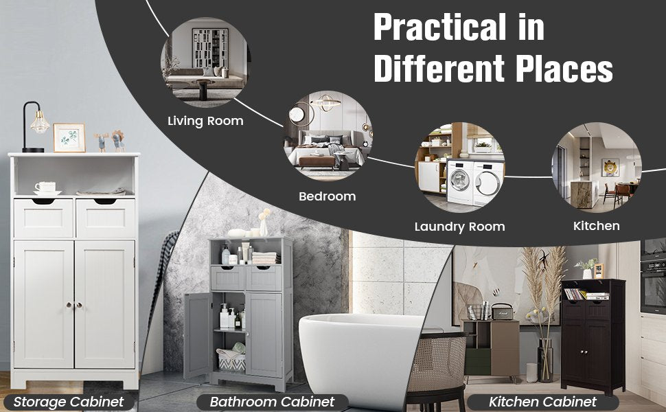 Adjustable Storage Bathroom Side Cabinet with Magnetic Doors
