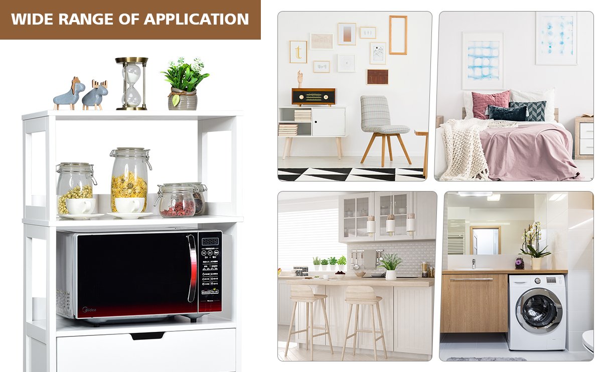 MDF Multifunctional Storage Cabinet with Shelves, Drawer & Enclosed Cabinet