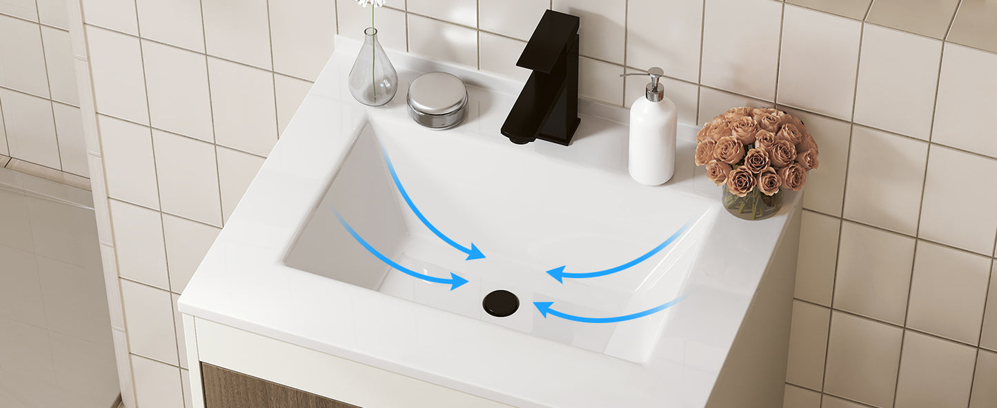 25" Modern Bathroom Vanity Sink Combo with Cabinet & Open Storage Shelf