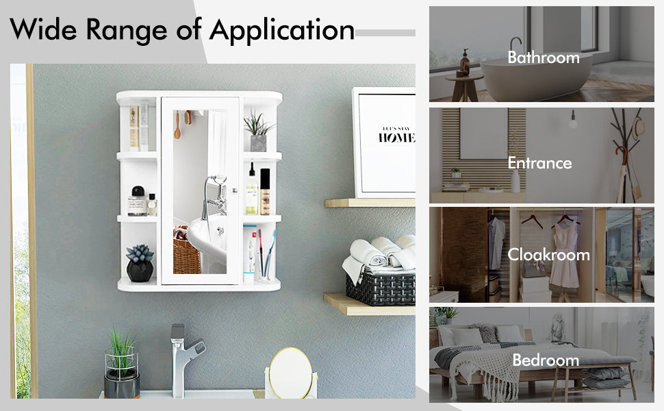 Stylish Wall-Mounted Medicine Cabinet with Mirror & Shelves