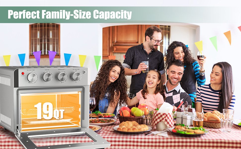 7-in-1 19 Qt Air Fryer Toaster Oven with 5 Accessories