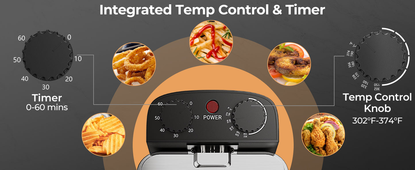1700W Triple Basket Stainless Steel Electric Deep Fryer – 5.3QT Capacity (21-Cup)