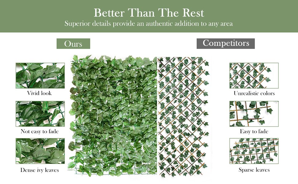 Faux Ivy Privacy Fence Screen – Realistic Greenery for Indoor & Outdoor Use