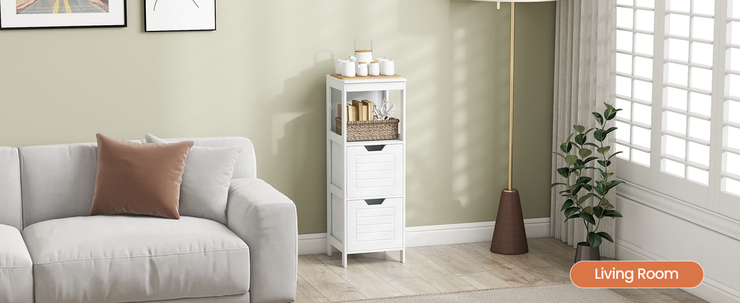 Elegant Wooden Bathroom Floor Cabinet with Multifunctional Storage & Organizer