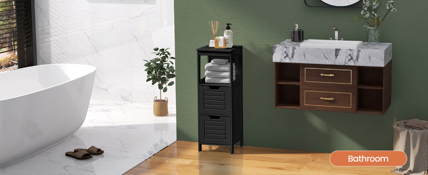Elegant Wooden Bathroom Floor Cabinet with Multifunctional Storage & Organizer