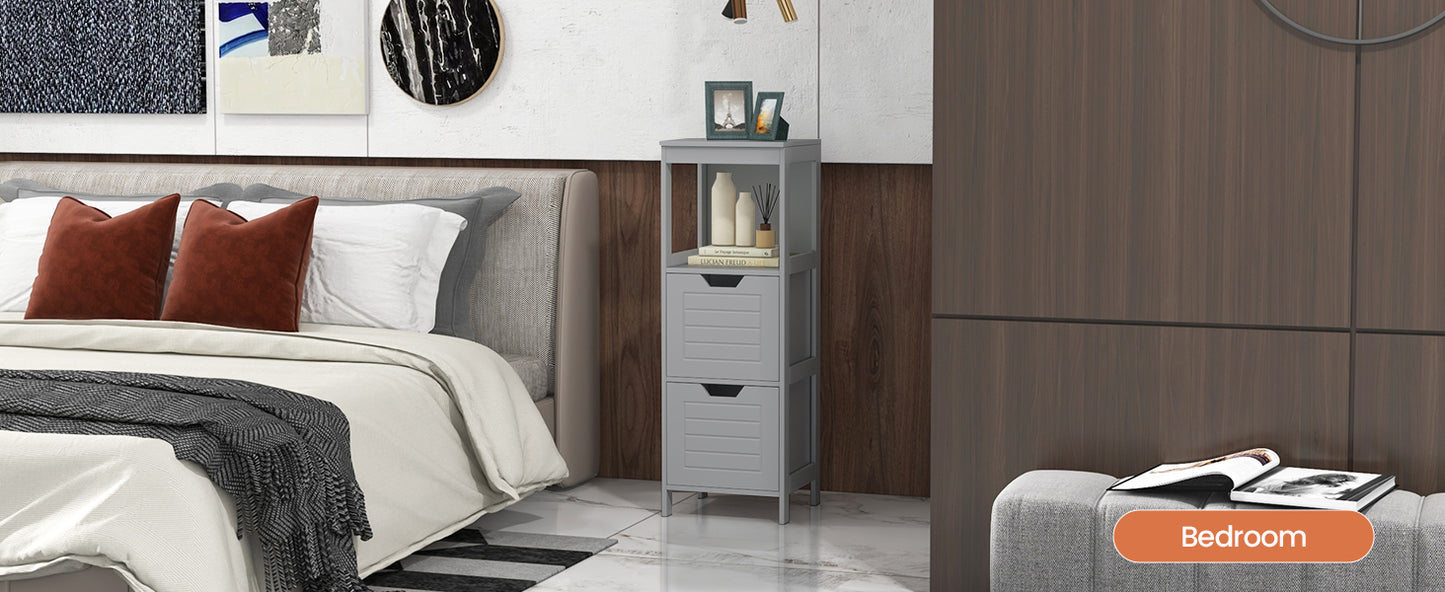 Elegant Wooden Bathroom Floor Cabinet with Multifunctional Storage & Organizer
