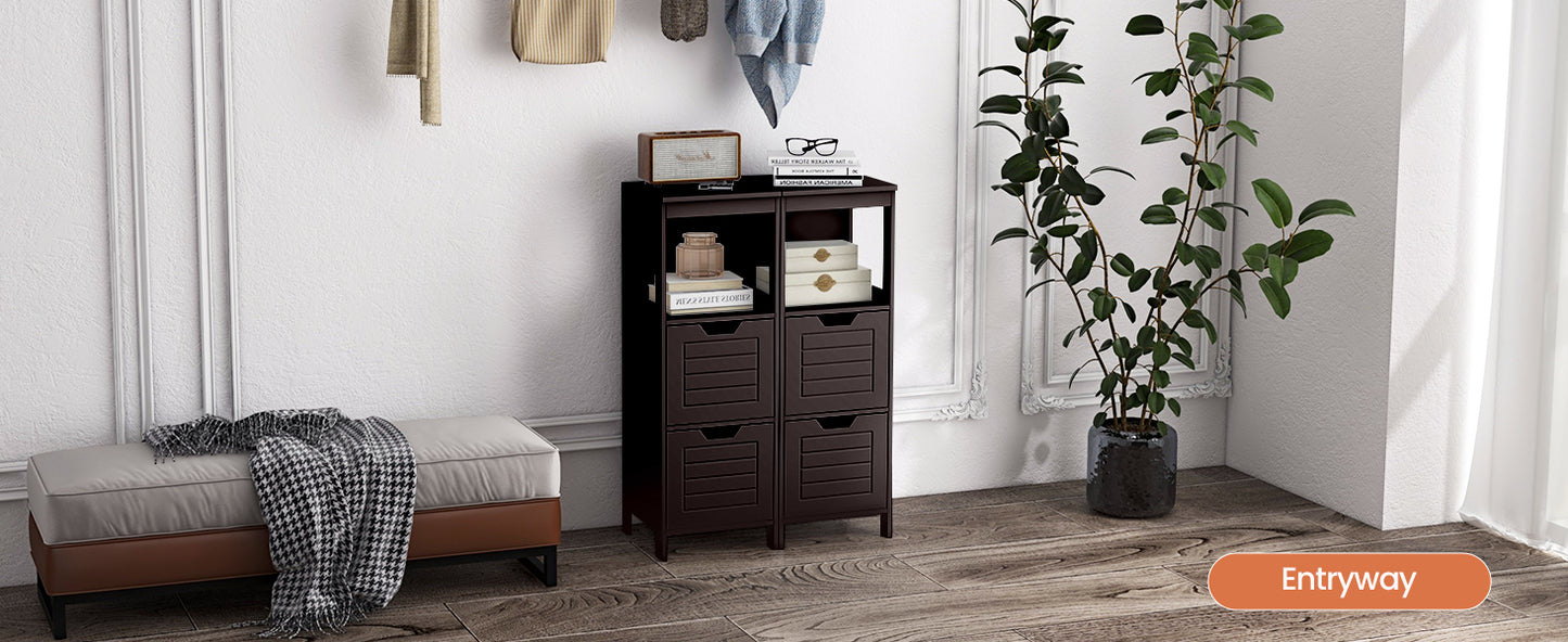 Elegant Wooden Bathroom Floor Cabinet with Multifunctional Storage & Organizer