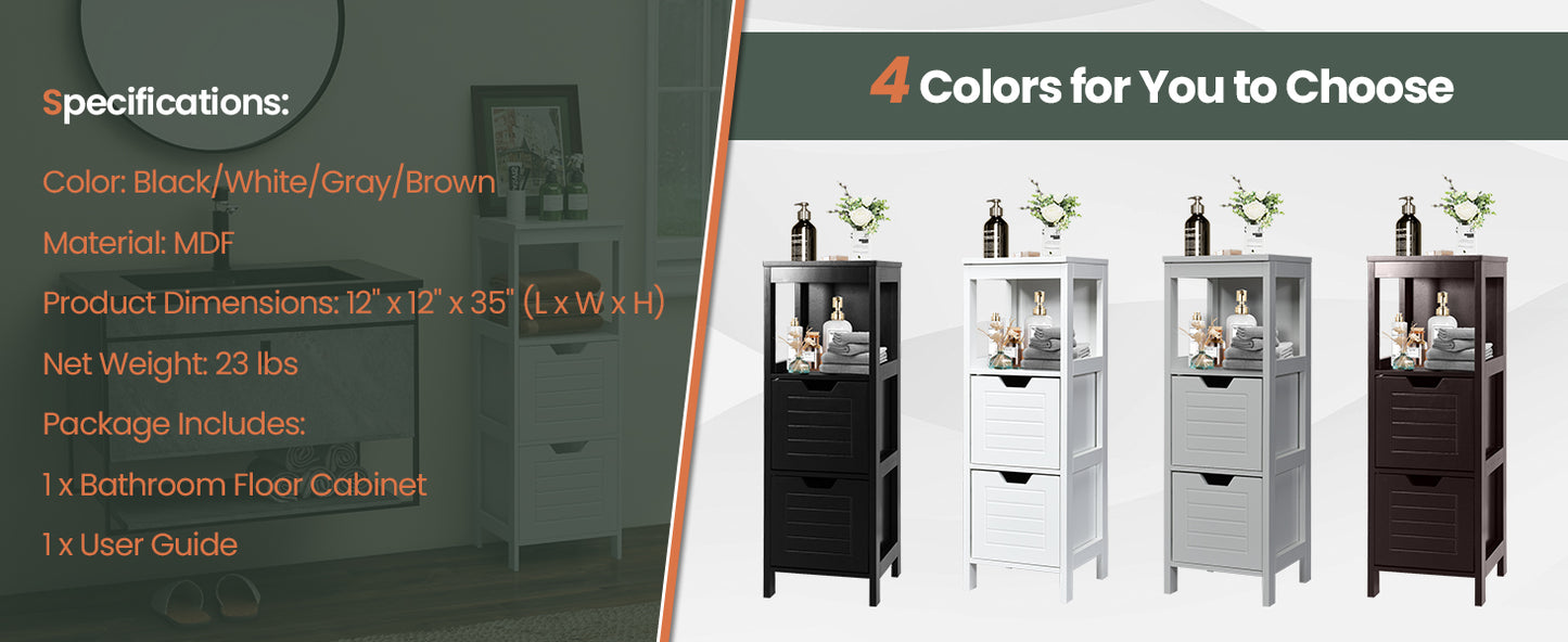 Elegant Wooden Bathroom Floor Cabinet with Multifunctional Storage & Organizer