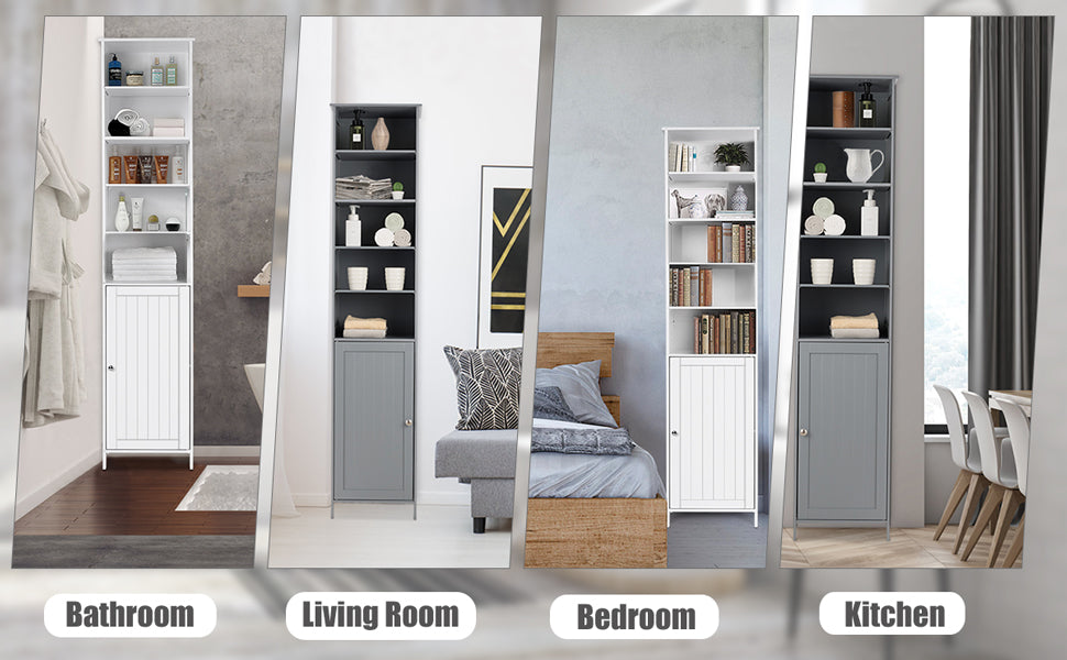 72 Inch Freestanding Tall Storage Cabinet with Adjustable Shelves & Cupboard