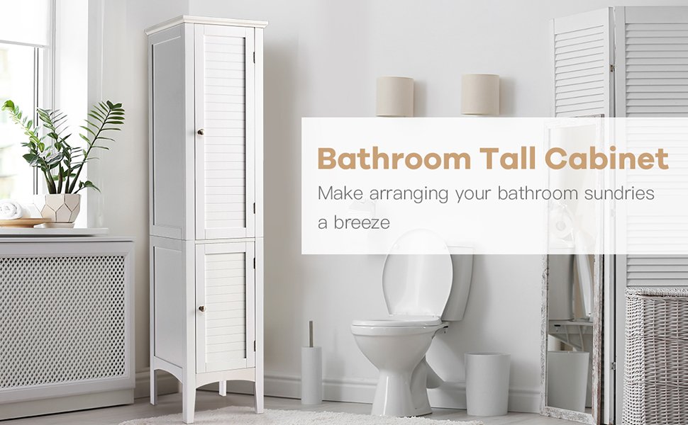 Multi Functional Freestanding Storage Cabinet for Bathroom, Kitchen, and Living Room