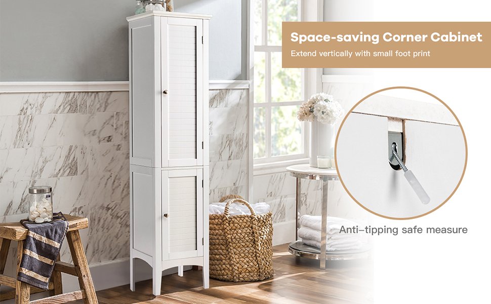 Multi Functional Freestanding Storage Cabinet for Bathroom, Kitchen, and Living Room