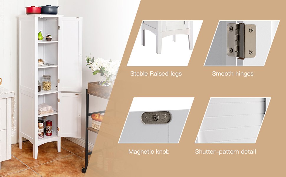 Multi Functional Freestanding Storage Cabinet for Bathroom, Kitchen, and Living Room