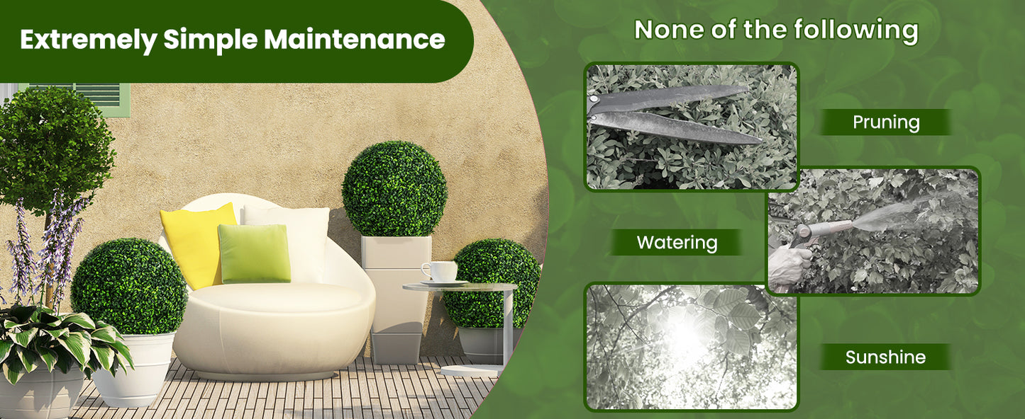 Set of 2 Realistic Artificial Boxwood Topiary Balls for Indoor & Outdoor Decoration
