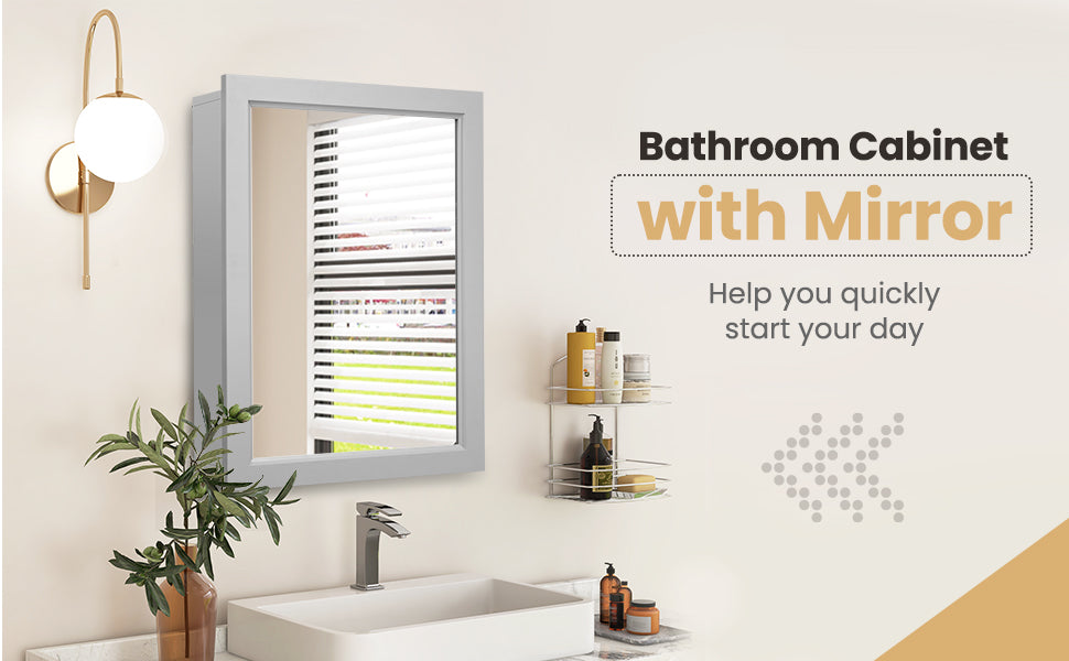 Modern Wall-Mounted Medicine Cabinet with Mirror and Adjustable Shelf