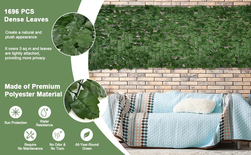 Realistic Maple Leaf Artificial Hedge – 118" x 39.4" Privacy & Decor Fence