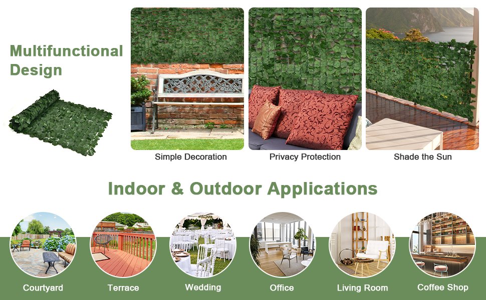 Realistic Maple Leaf Artificial Hedge – 118" x 39.4" Privacy & Decor Fence