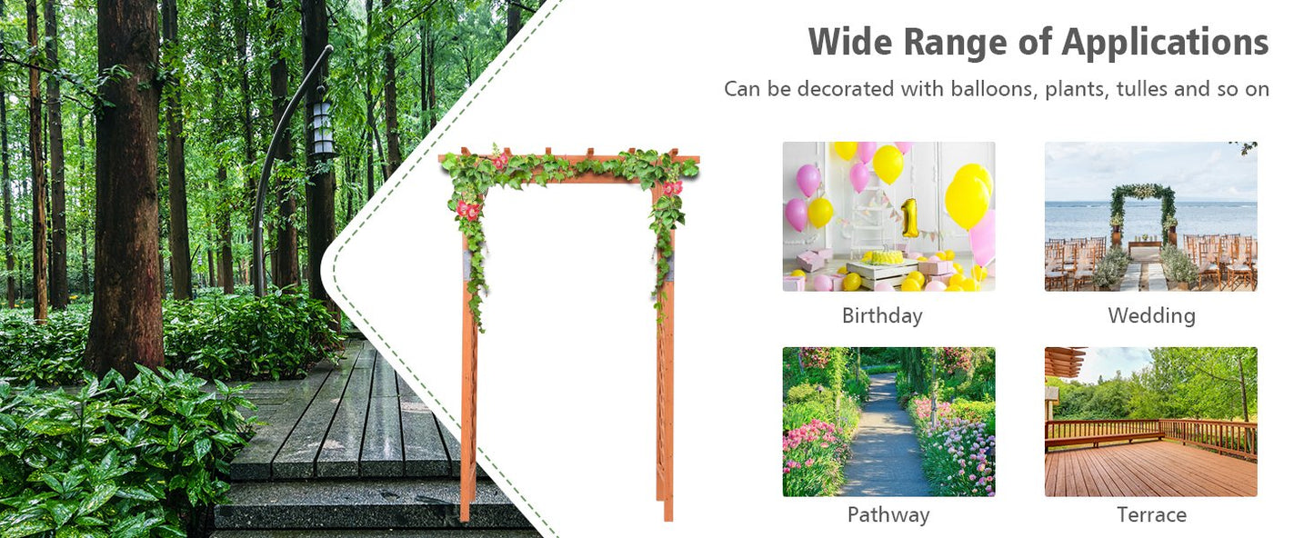 Elegant 7 Foot Wooden Garden Arbor Arch for Climbing Plants and Vines