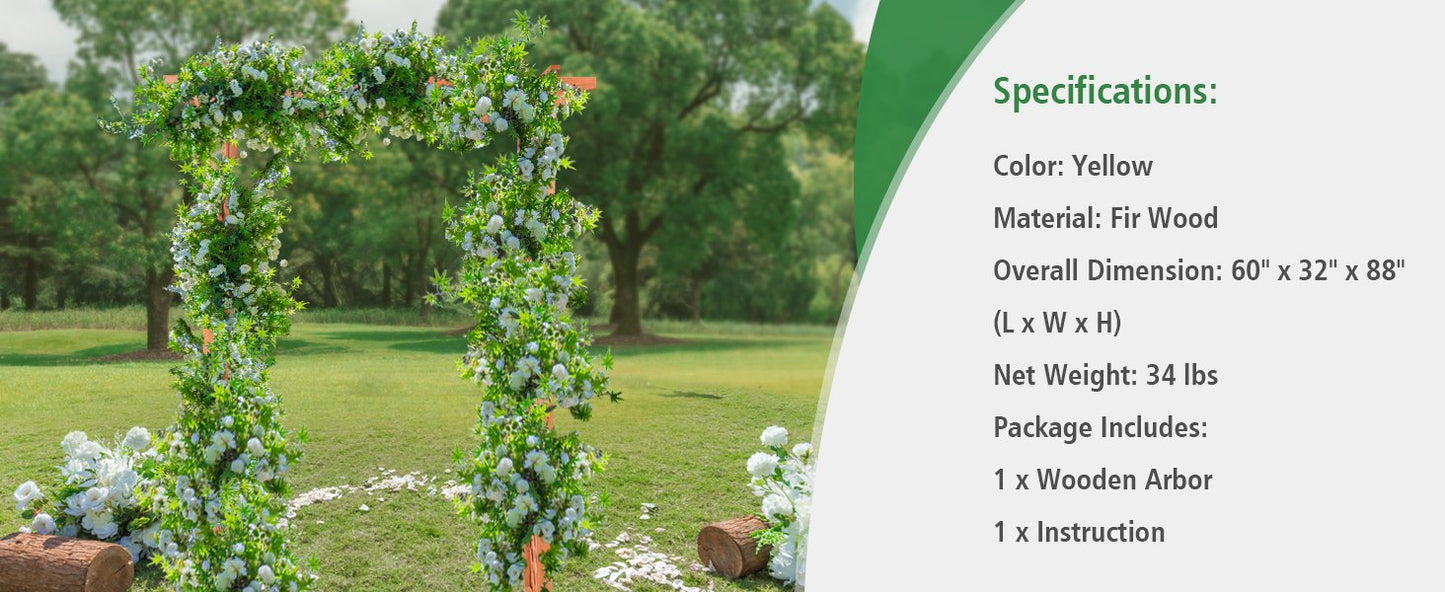 Elegant 7 Foot Wooden Garden Arbor Arch for Climbing Plants and Vines