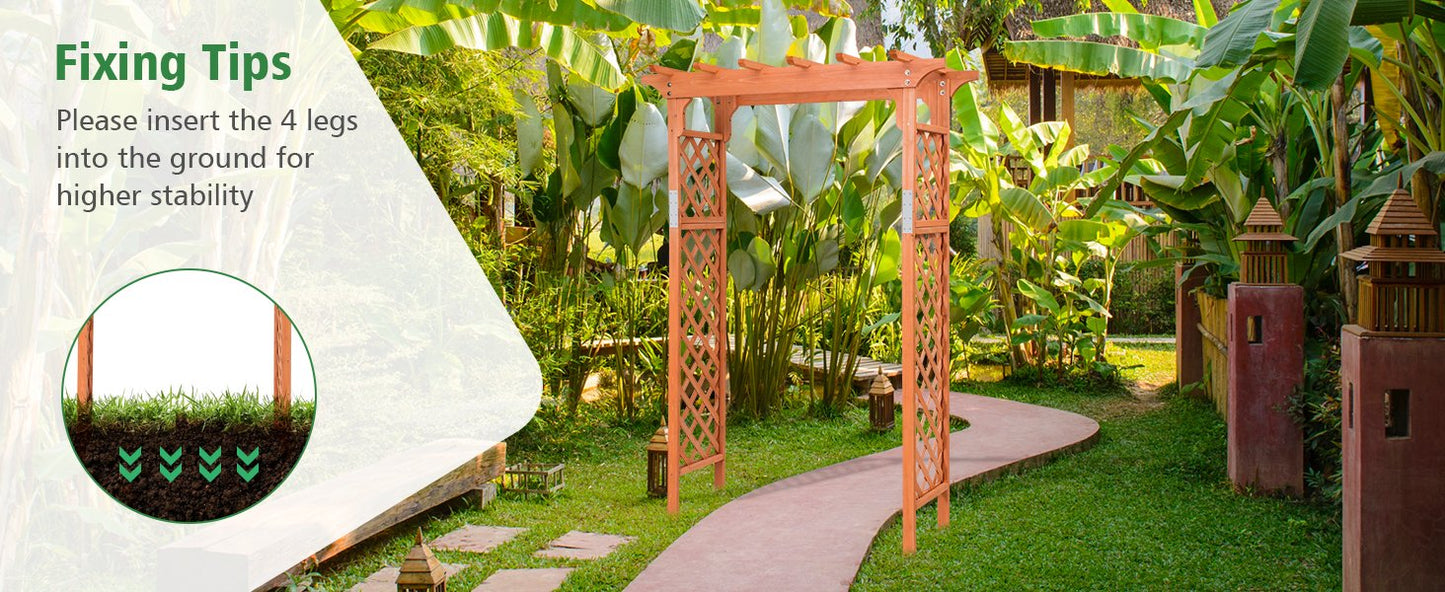 Elegant 7 Foot Wooden Garden Arbor Arch for Climbing Plants and Vines