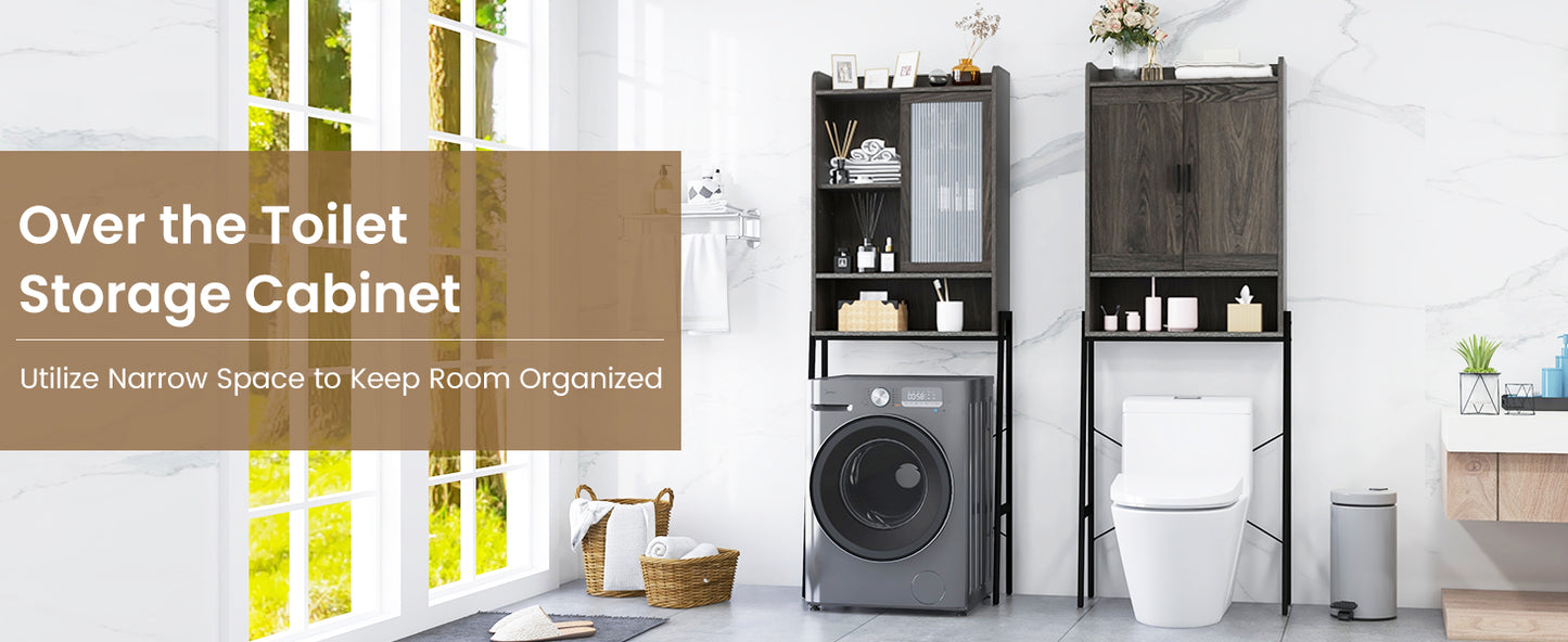 Freestanding Bathroom Cabinet with Double Doors and Adjustable Storage