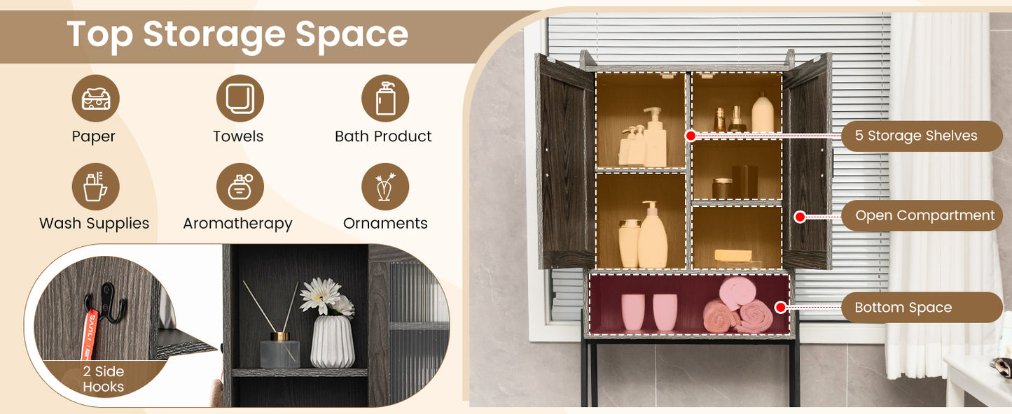 Freestanding Bathroom Cabinet with Double Doors and Adjustable Storage