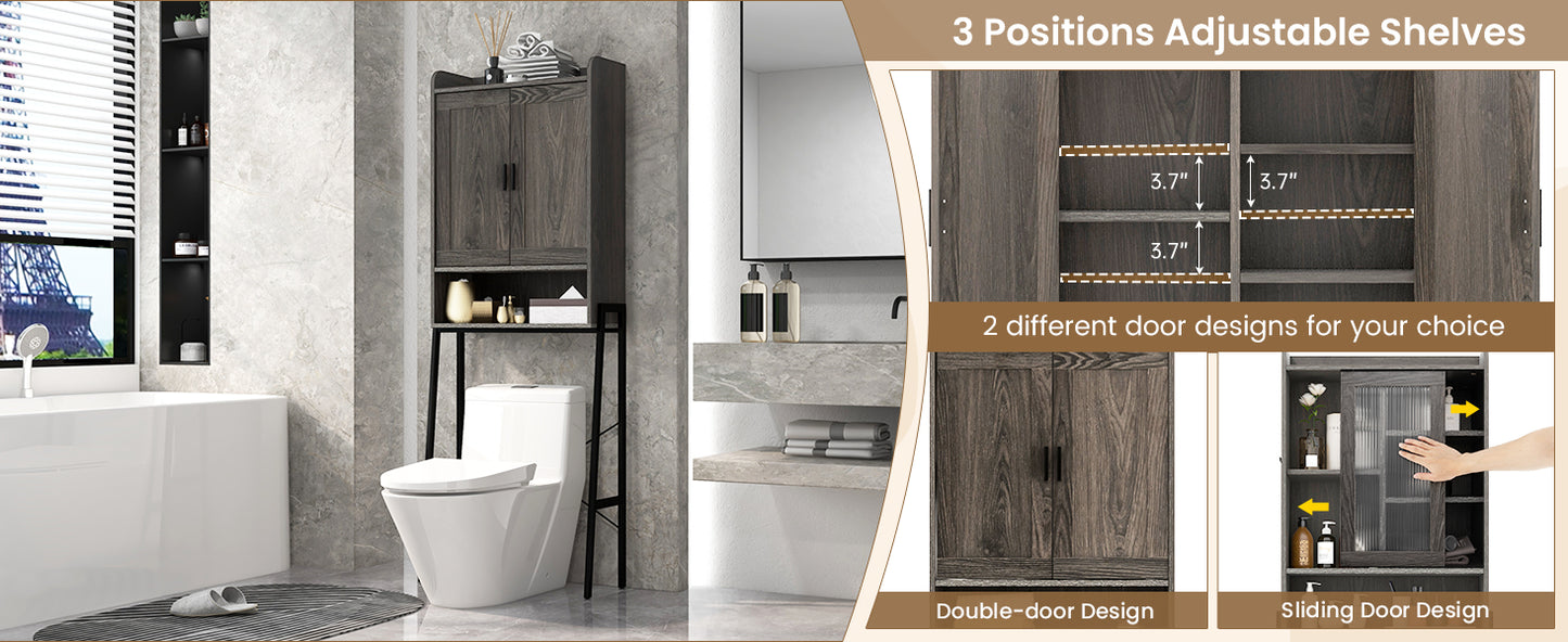 Freestanding Bathroom Cabinet with Double Doors and Adjustable Storage