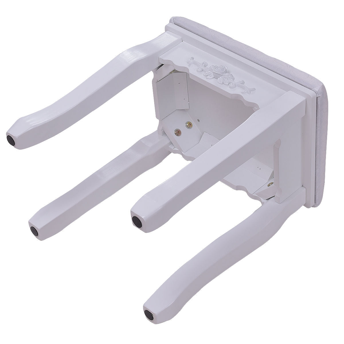 Wood Vanity Table Set with Rotating Oval Mirror, Drawers, and Comfort Stool – White Finish