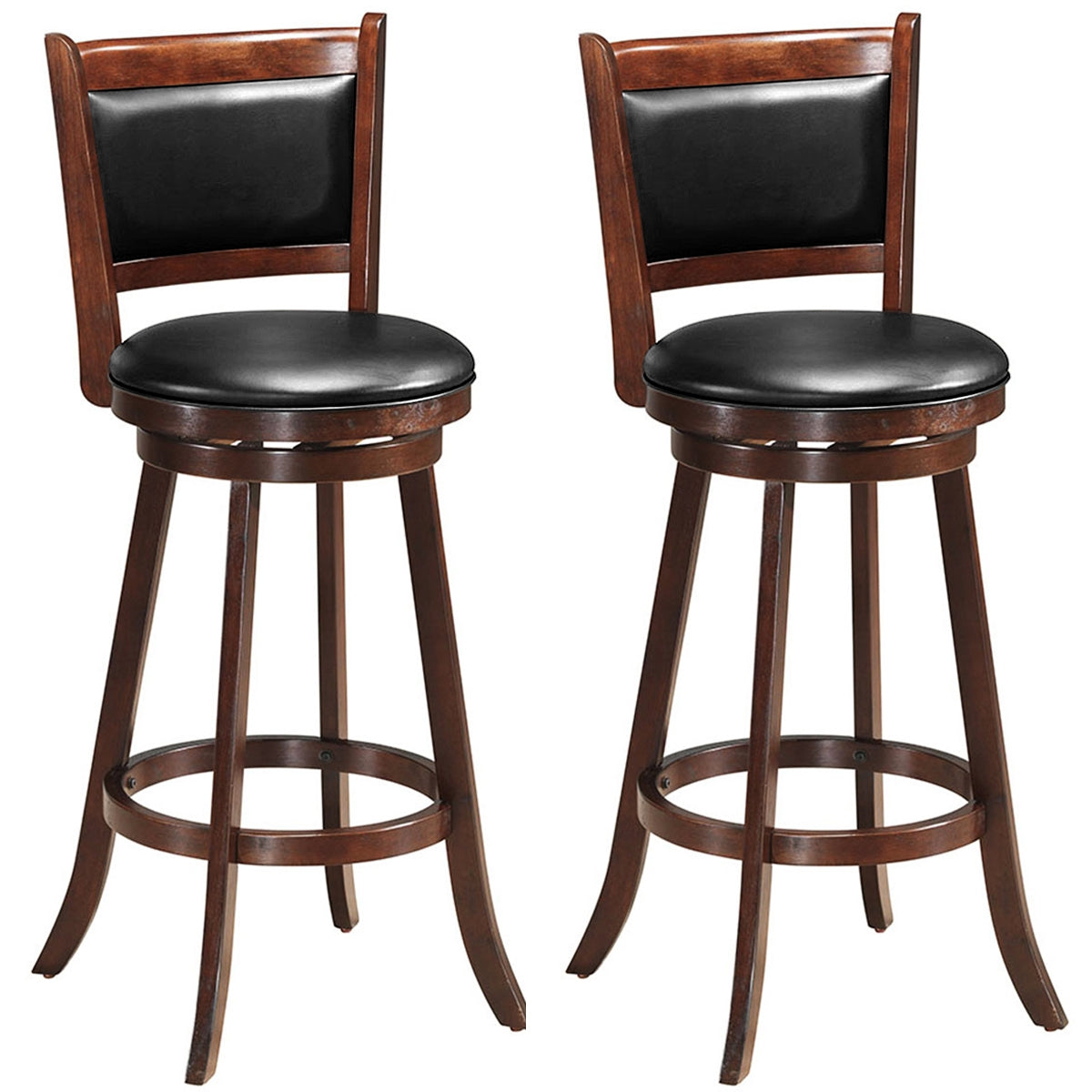 29 Inch Swivel Counter Stools with Upholstered Seats, Set of 2 - Brown