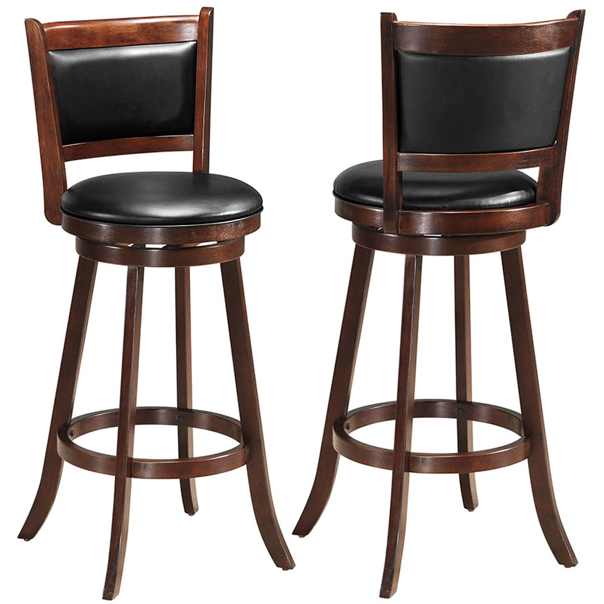29 Inch Swivel Counter Stools with Upholstered Seats, Set of 2 - Brown