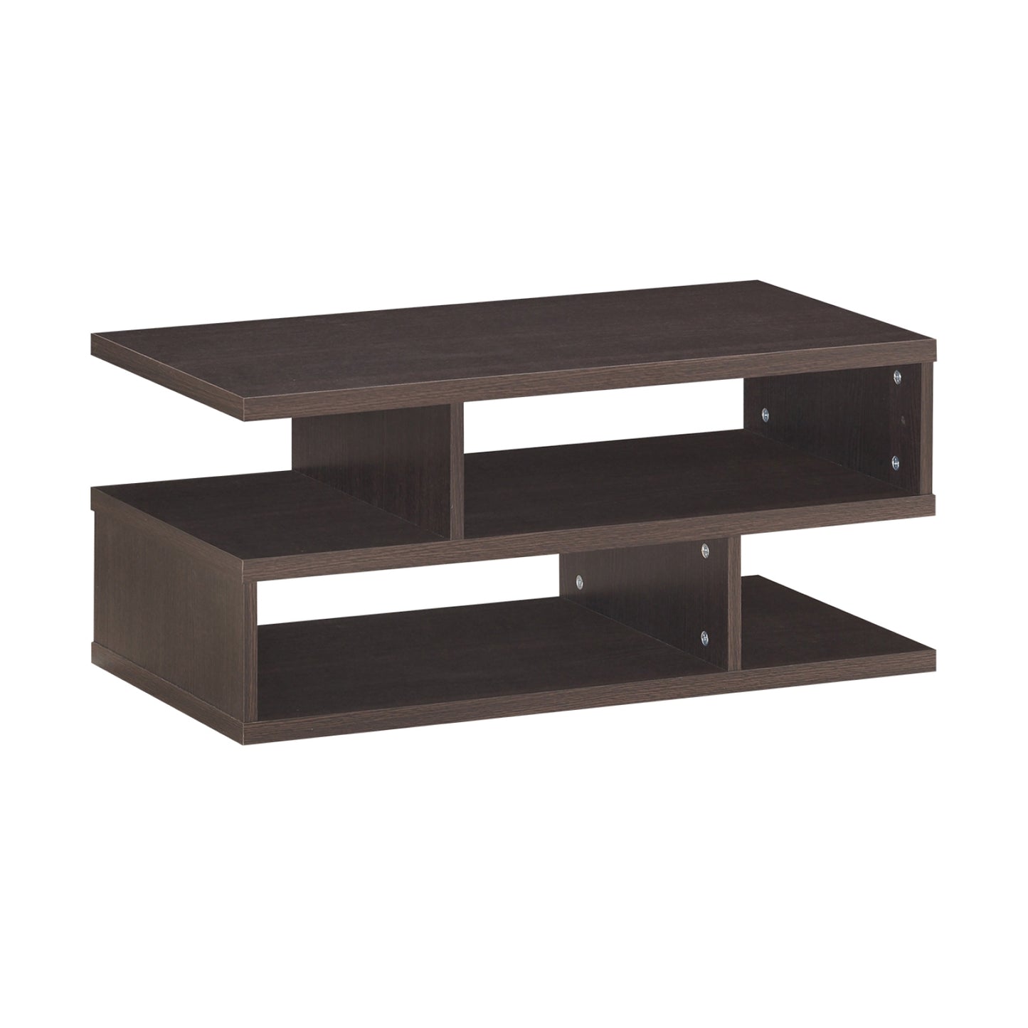 Contemporary 3 Tier Coffee Table with Spacious Storage Shelves