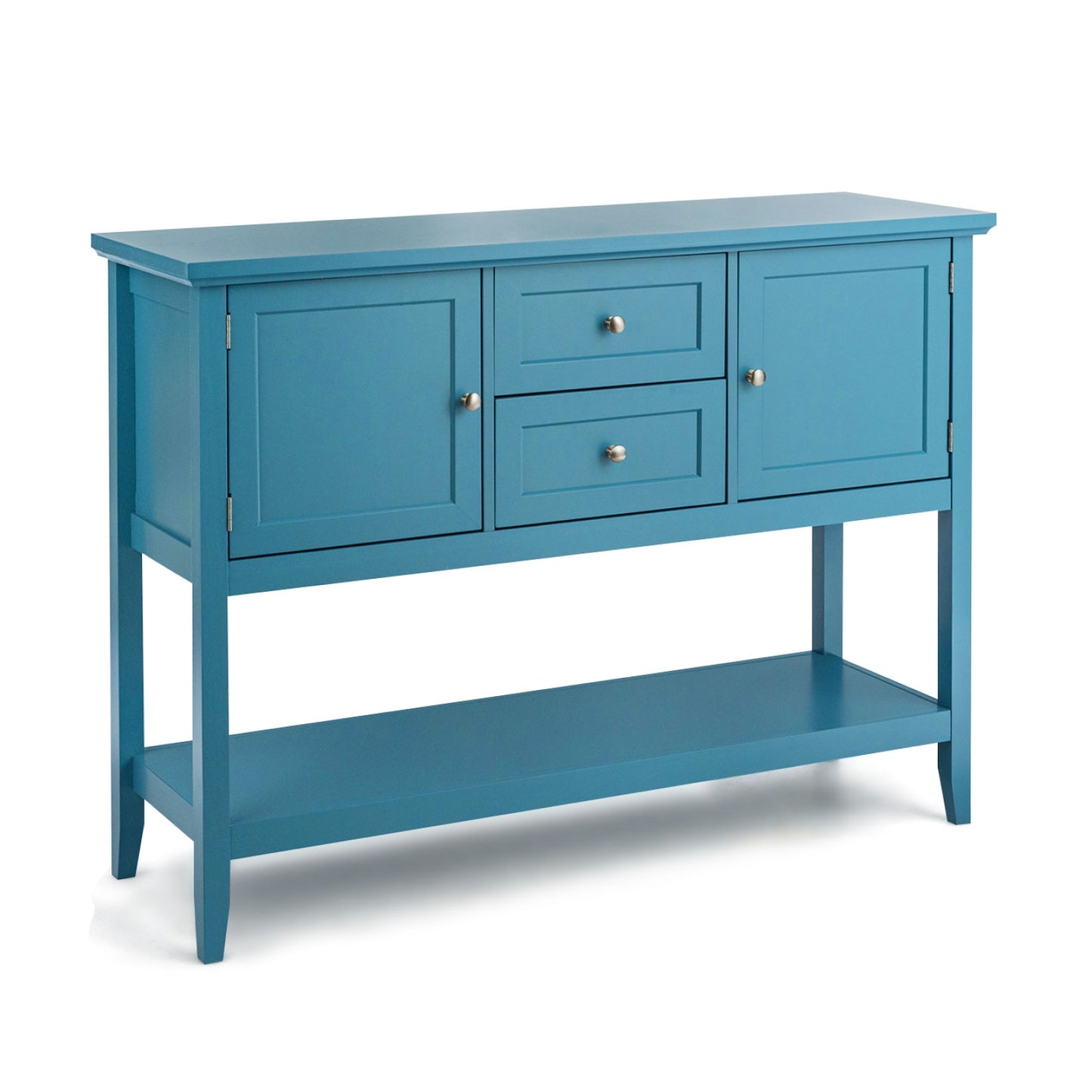 Modern Console Sideboard Table with Open Shelf and Drawers - Blue