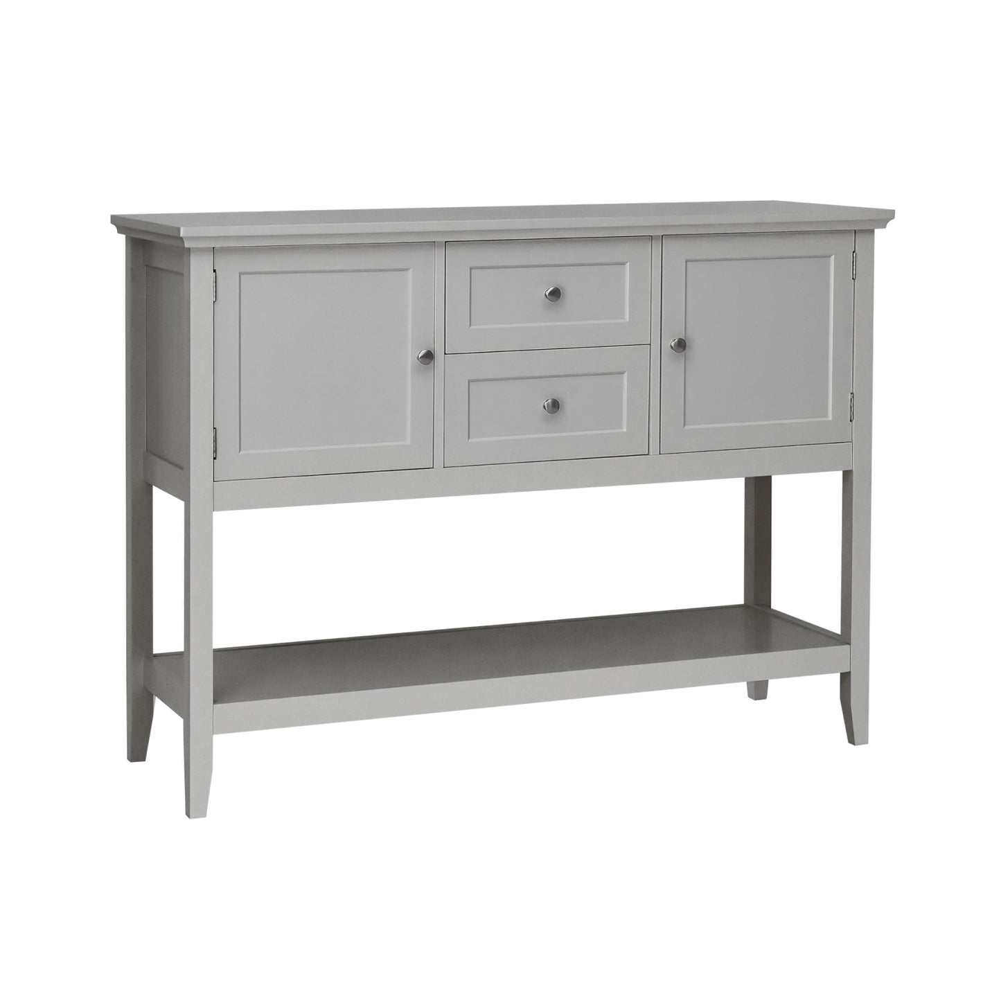 Modern Console Sideboard Table with Open Shelf and Drawers - Grey