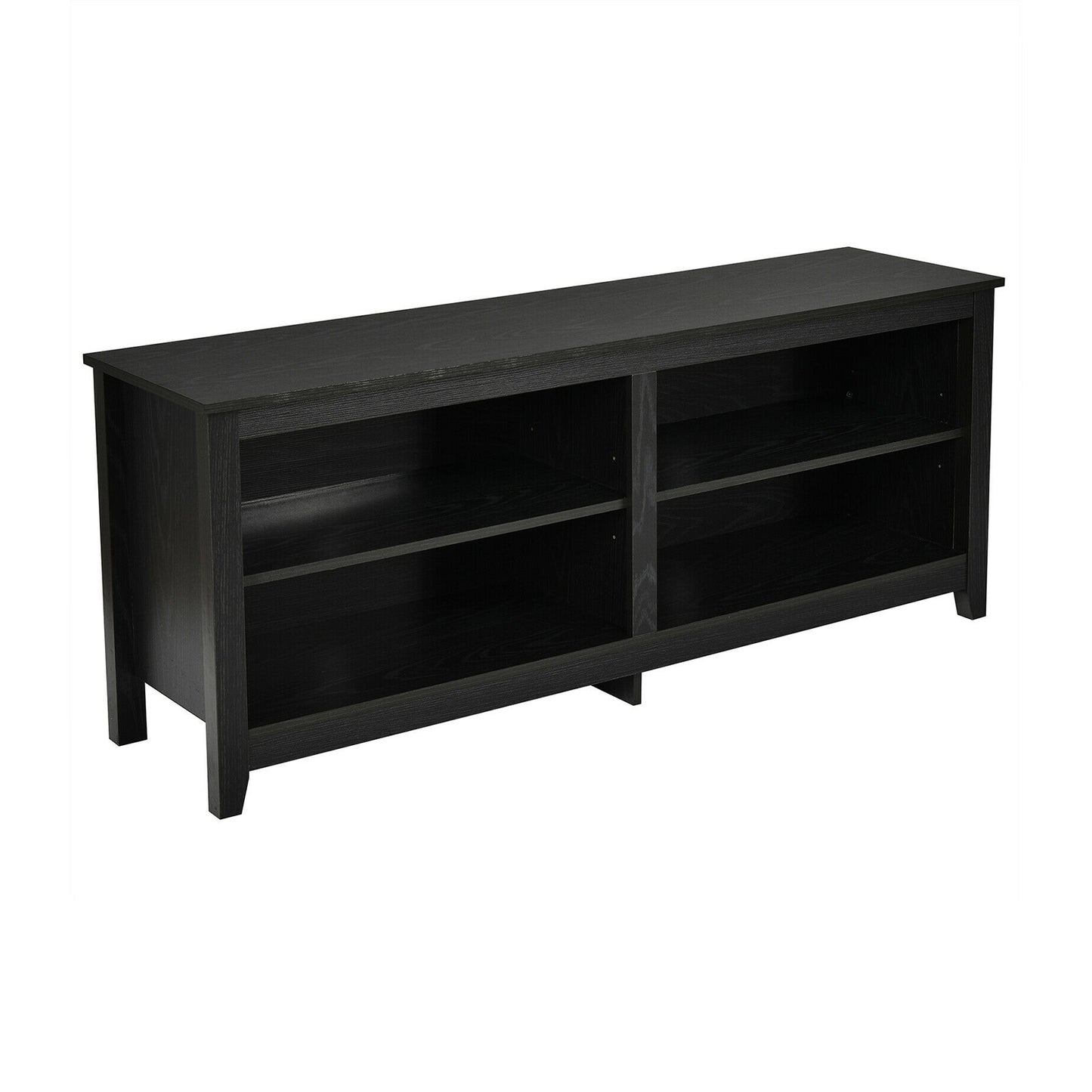 Modern TV Stand with Four Open Cubbies and Adjustable Shelf for TVs up to 65 Inches