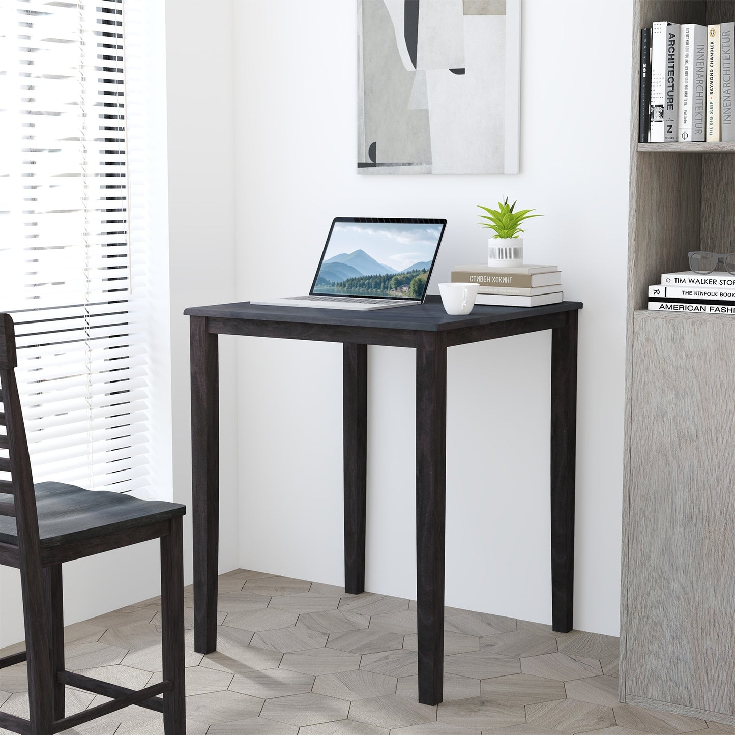 Solid Wood Square Dining Table for 4 People with Durable Frame and Elegant Wood Grain Finish